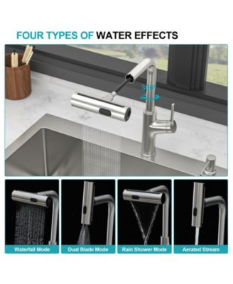 33x22x10inch Drop In Kitchen Sink with Pull Out Faucet Soap Dispenser Stainless Steel Single Bowl 16 Gauge