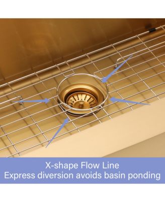 30x21x10inch Gold Farmhouse Kitchen Sink Stainless Steel Apron Front 16 Gauge