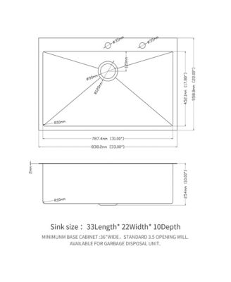 33x22x10inch 16 Gauge T304 Stainless Steel Drop In Topmount Single Bowl Kitchen Sink with Complete Accessories