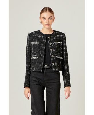 Women's Black and White Tweed Jacket