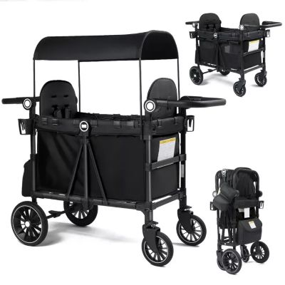 Baby All-Terrain Wagon Stroller for Two with Canopy, Snack Tray and Shock-Absorbing Wheels