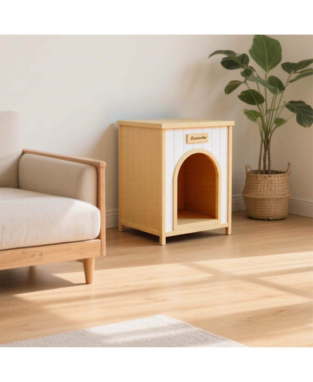 Aostirmotor Cat House for Small Cats & Dogs in Light Yellow