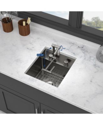 15x17x9inch Undermount Bar Sink with Folding Faucet Single Bowl 16 Gauge Gunmetal Black