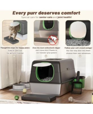 Extra Large Enclosed Stainless Steel Cat Litter Box Enclosure with Lid