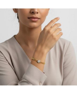 14k Gold Plated Chain Jewelry Set with Cubic Zirconia Flower Accent