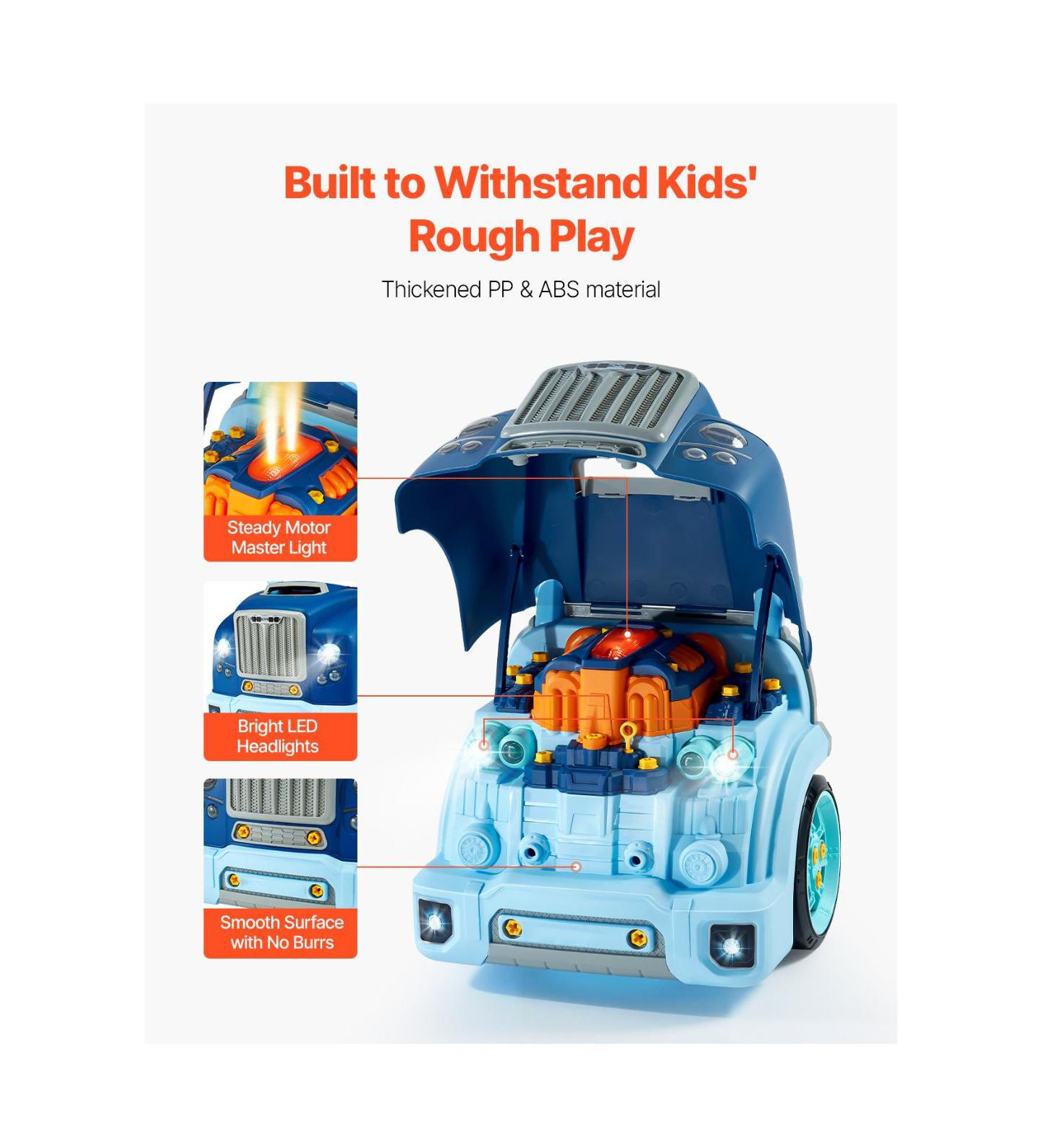Детский игровой набор Slickblue Engine Mechanic 60-Piece Playset, Ages 3+, цвет: Синий — фото 4