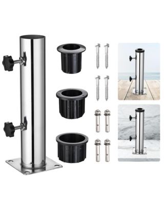 Patio Umbrella Stand Stainless Steel Deck Mount Parasol Base for Granite Outdoor Railing Balcony Courtyard Poolside