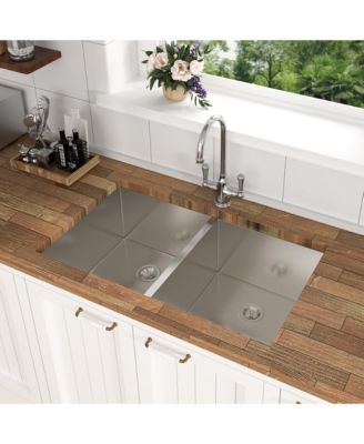 33x19x9inch Undermount Double Bowl Kitchen Sink Stainless Steel 16 Gauge 50 and 50