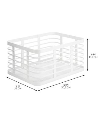 Metal Pantry Basket with Handles - Set of 2 - Matte White
