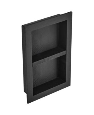 Shower Niche, Ready for Tile, 16" x 24", Double Shelf, Recessed Wall Insert, Sealed Waterproof, Square Corners, Black