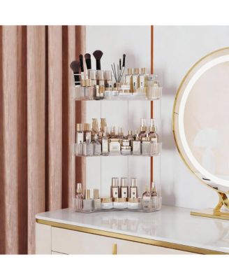 3-Tier Corner Bathroom Organizer with Toothbrush & Makeup Brush Holders