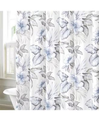 72-Inch Tropical Botanical Floral Cotton Shower Curtain