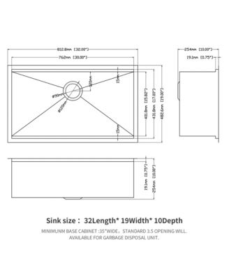 32x19x10 Inch Single Bowl Undermount Workstation Kitchen Sink 16 Gauge 304 Stainless Steel Deep Sink With Cutting Board Colander