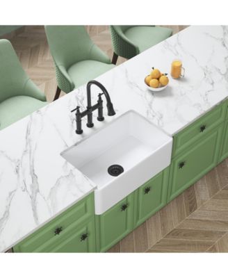 Ceramic Farmhouse Sink Deep Apron Front Undermount Kitchen Single Bowl