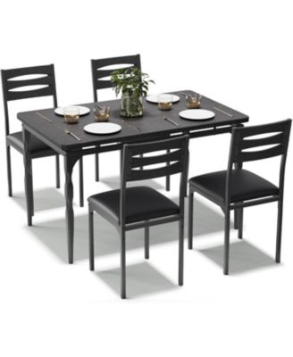 5 Piecs Dining Table Set, Farmhouse Style Dining Table and Chairs Set for 4, Dining Set for Dining Room Kitchen Apartment, Modern Sturdy Table