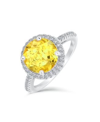 3CT Clear CZ Round Solitaire Halo Promise Ring Sterling Silver Thin Pave Band