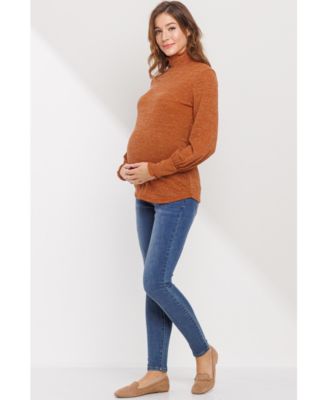 Maternity Shimmer Long Sleeve Mock Neck Top