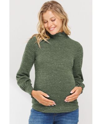 Maternity Shimmer Long Sleeve Mock Neck Top