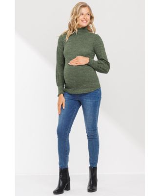 Maternity Shimmer Long Sleeve Mock Neck Top