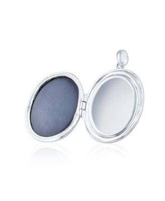 Victorian Style Blue Black White Loving Family Mother Child Cameo Locket Pendant Necklace Sterling Silver