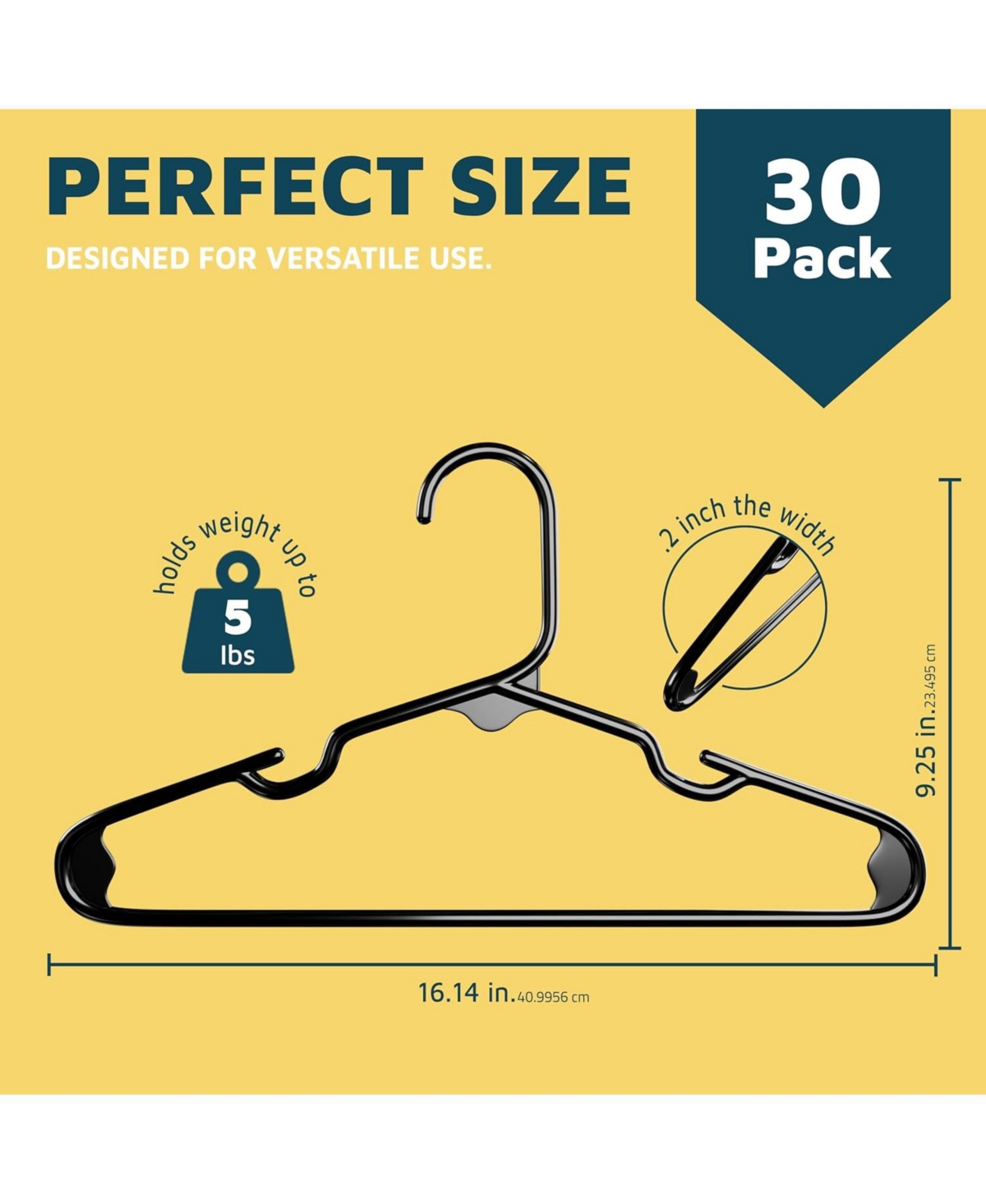 Lifemaster Kids Plastic Hangers, Black, 11.6", with shoulder notches, space-saving, hold 5 lbs, ideal for baby, toddler & kids clothes