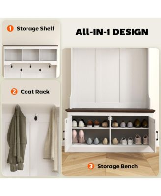 Hall Tree with Shoe Storage, Coat Rack with Shoe Bench,