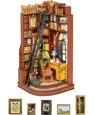 Book Nook Kit, DIY Miniature House Kit, 3D Wooden Puzzle Bookends,Bookshelf Decor, Simple Assembly Dollhouse Kit, Creative Unique Gifts