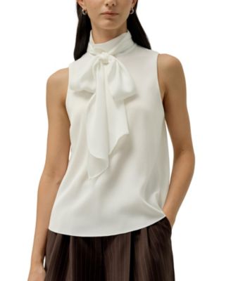 Women's Sleeveless Tie-Neck Silk Blouse