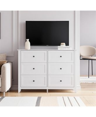 6 Drawer Dresser for Bedroom, Modern Wood Storage Cabinet for Living Room, Closet or Entryway