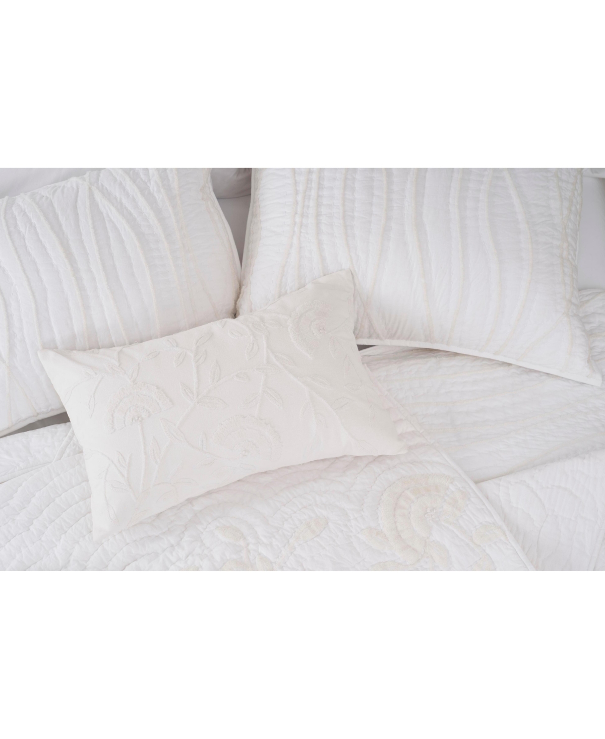 carol & frank Runa Botanical White Throw Pillow for Bed or Sofa Accent Decor