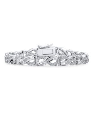 Traditional Romantic Cubic Zirconia CZ Infinity Tennis Bracelet .925 Sterling Silver