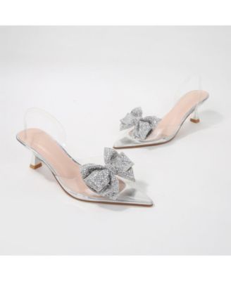Ninetta Clear Slingback Heels with Crystal Bow