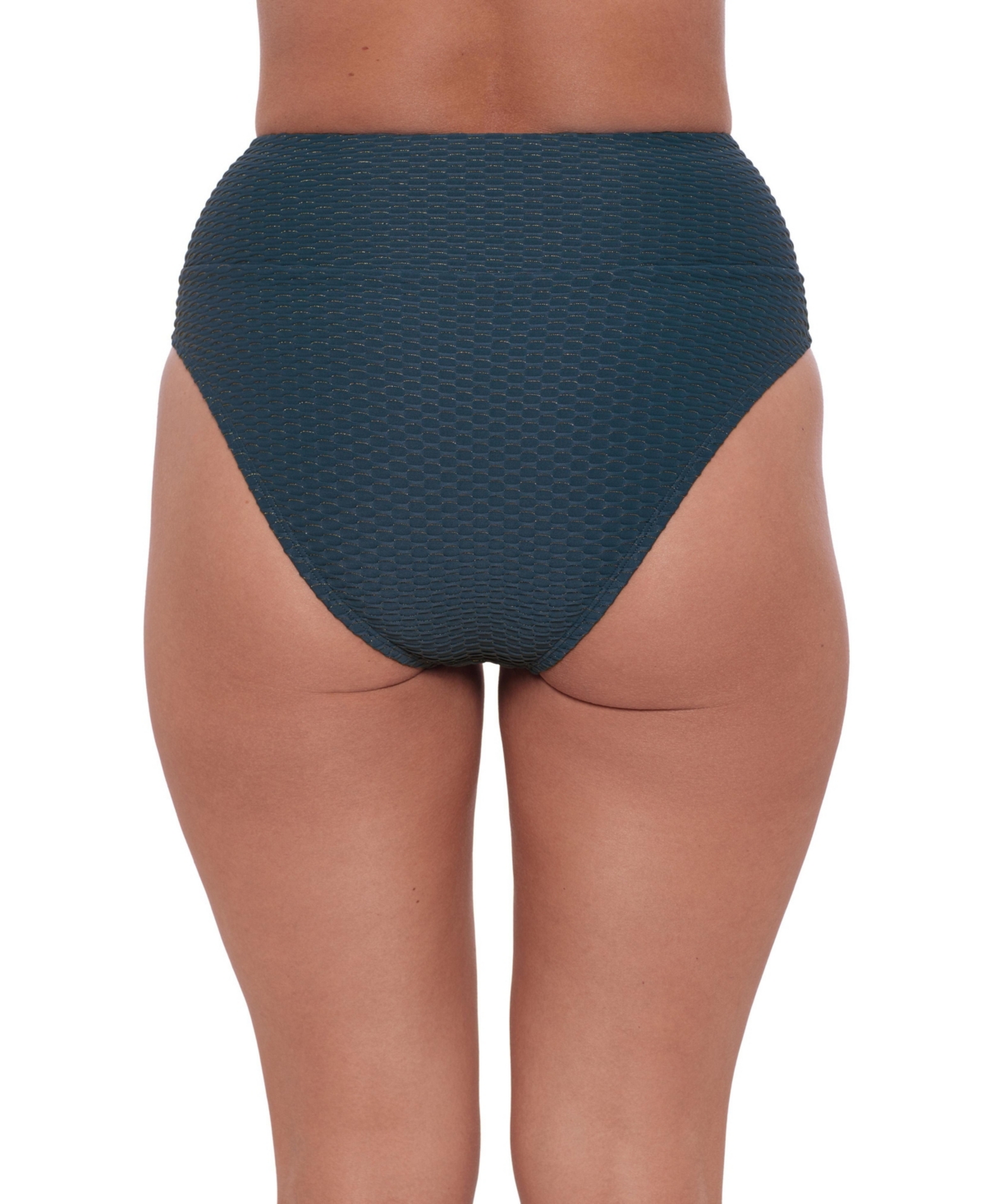 S3 Apparel Women's Smoothing Ultra-Banded Grid Textured High-Waist Swimsuit Bikini Bottoms