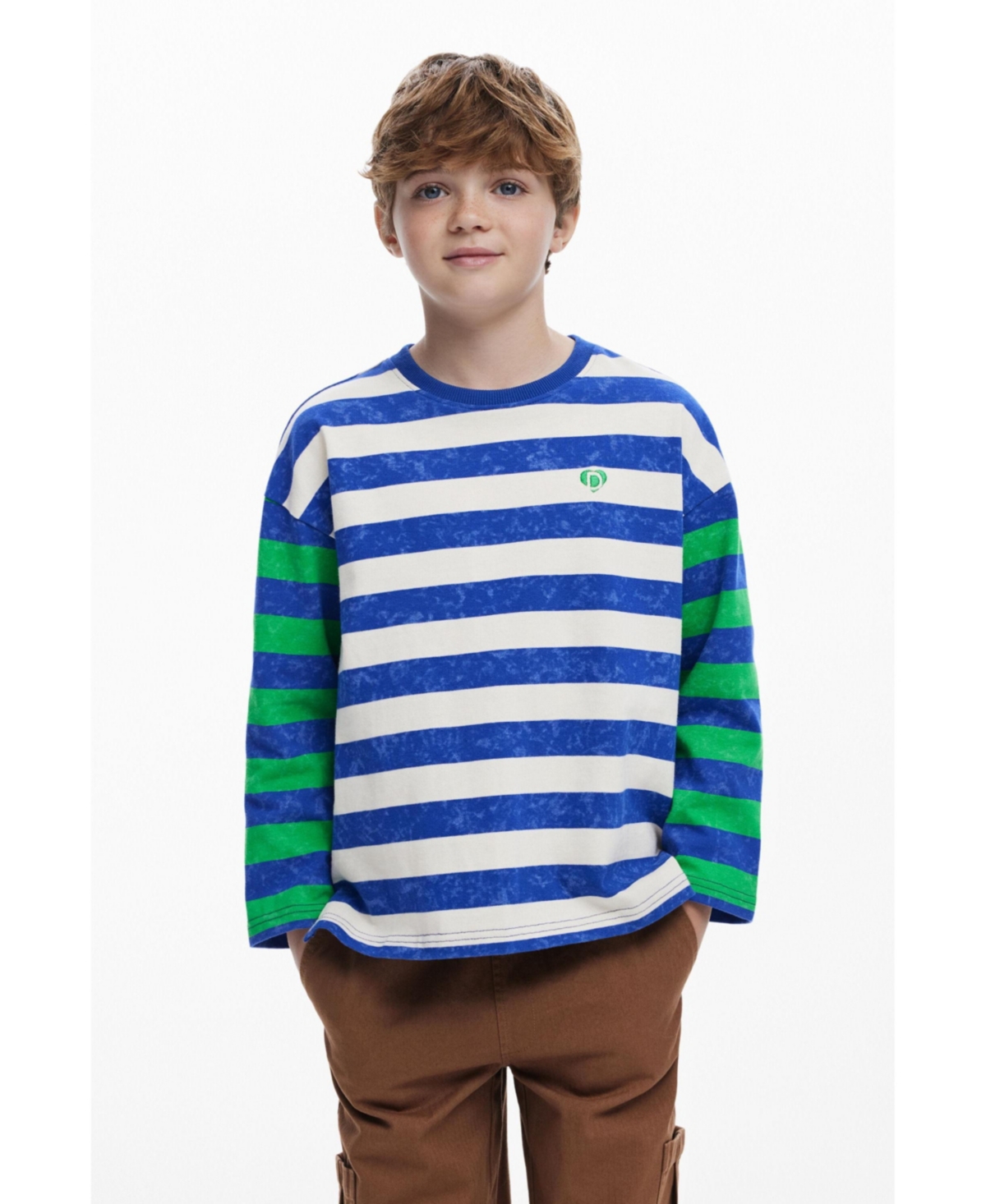 Desigual Boys Boys's Faded Striped T-Shirt