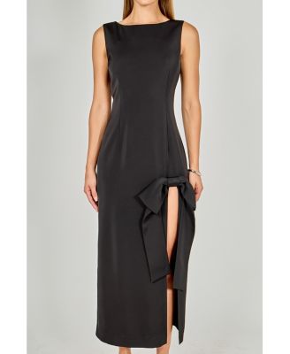 Women's Slit Maxi Dress with Bow