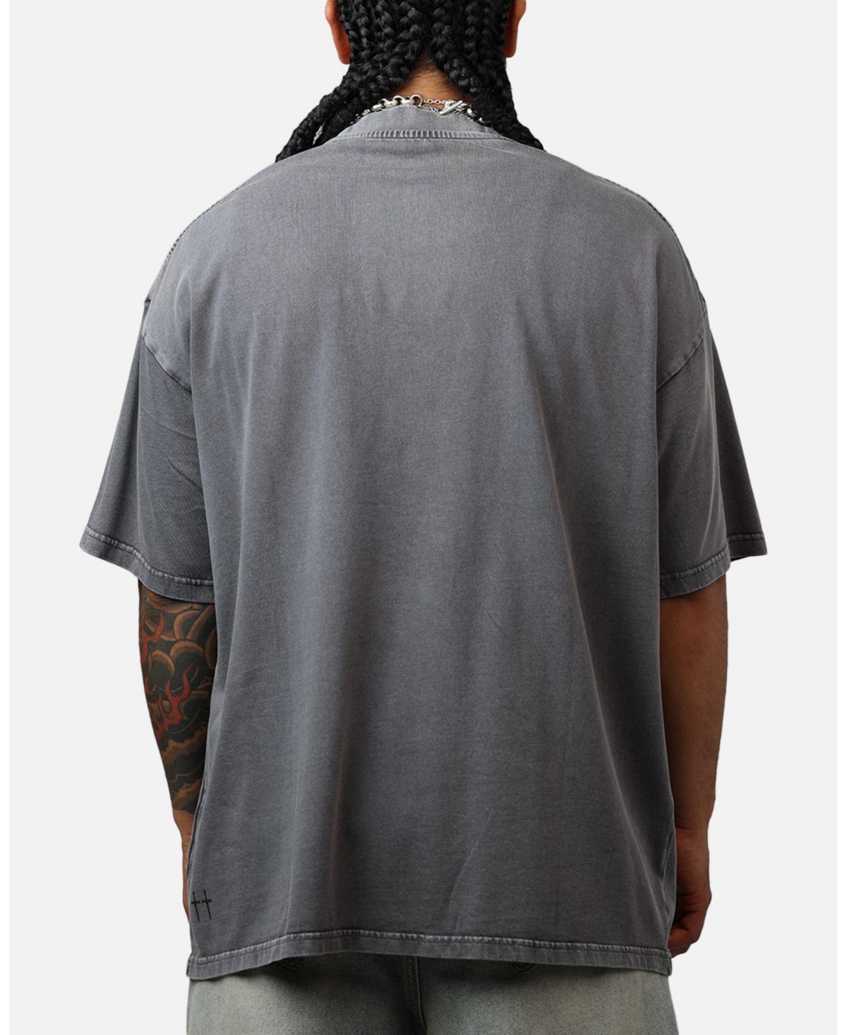 Saint Morta Men's Heavens Mock T-Shirt Washed Charcoal