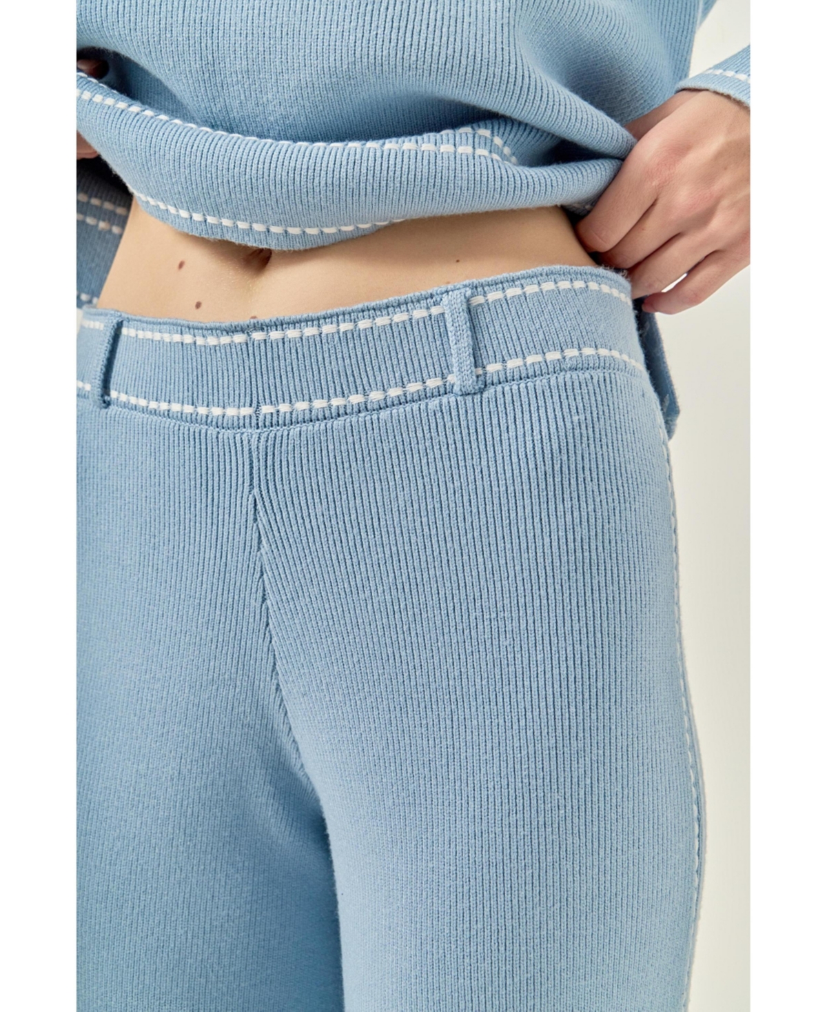 English Factory Women's Stitch-Detail Knit Long Pants