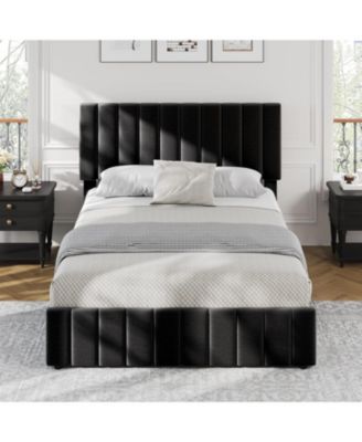 Easy Assembly Queen Size Upholstered Bed Frame Space Saving, for Living Room, Guest Room