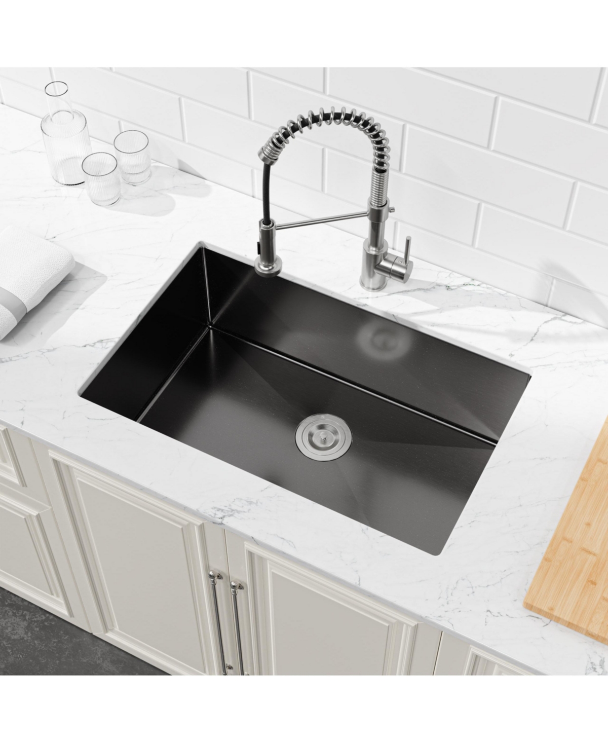 flynama 30x19inch Stainless Steel Kitchen Sink Single Bowl Undermount Workstation Handmade