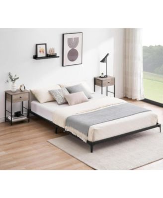 Easy Assembly 6 Inch Full Size Bed Frame Low Profile Metal Platform Bedframe Space Saving, for Living Room, Guest Room