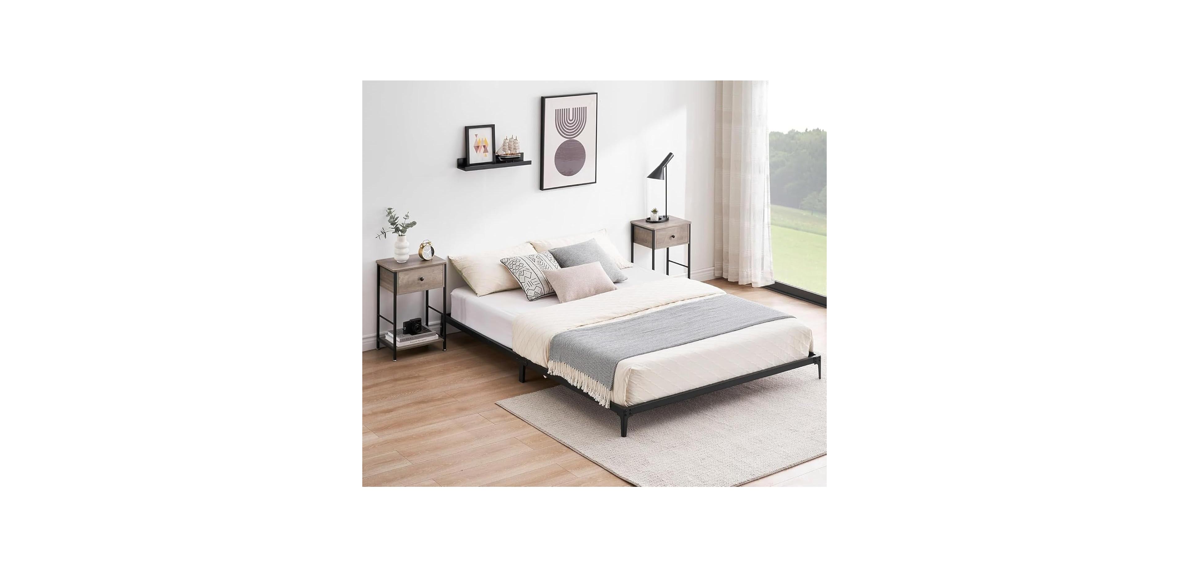 gaomon Easy Assembly 6 Inch Full Size Bed Frame Low Profile Metal Platform Bedframe Space Saving, for Living Room, Guest Room