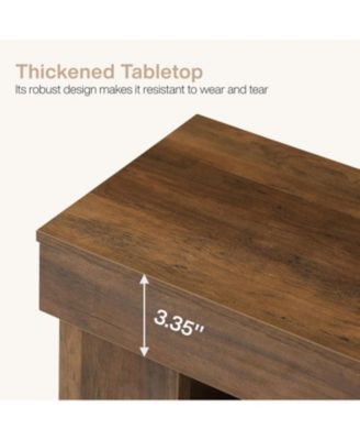 Entryway Bench, 59-Inch Farmhouse Shoe Bench Seat, 2-Tier Narrow Long End of Bed Storage Benches, Rustic Brown