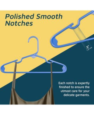 Kids Plastic Hangers, Blue, 11.6", with shoulder notches, space-saving, hold 5 lbs, ideal for baby, toddler & kids  clothes, 50-pack.