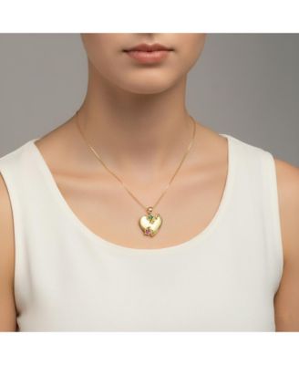 Elegant 14K Gold Plated Sparkling Colored Cubic Zirconia Heart Necklace