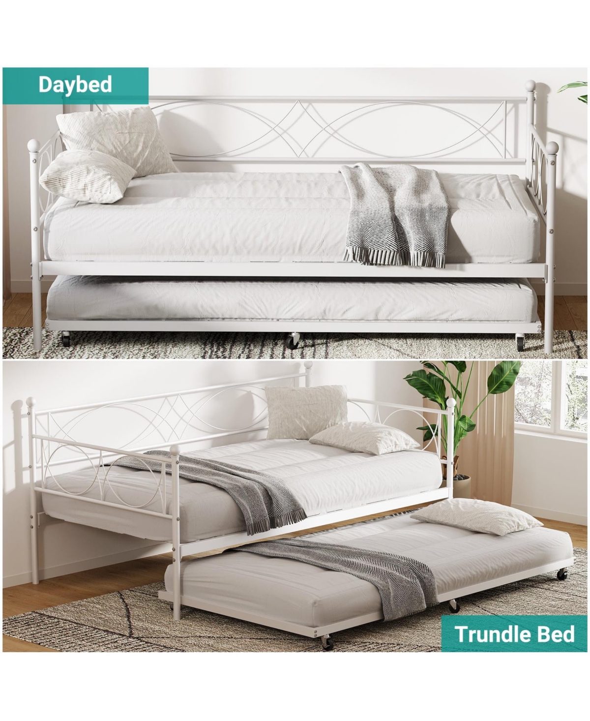 gaomon Twin Size Daybed Metal Daybed Frame Space Saving, for Living Room