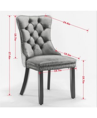 Modern Velvet Upholstered Dining Chairs Set of 2, Mid Century Kitchen Side Chairs with Back Pull Rod for Kitchen, Living Room