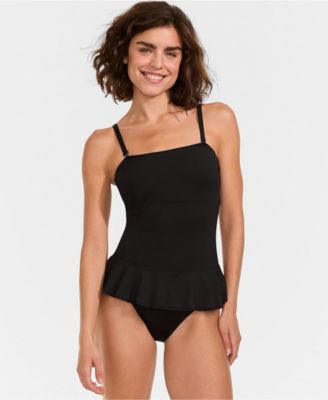 Women's Sculpting Suit Ruffle Bandeau One Piece Swimsuit