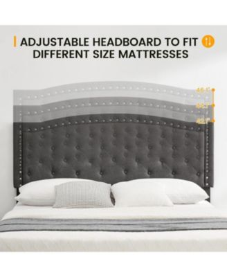 Full Size Upholstered Button Tufted Platform Bed - Linen Fabric Space Saving, for Living Room, Guest Room