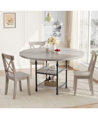 47-Inch Round Dining Table for 4 with 1.2-Inch Thick Board