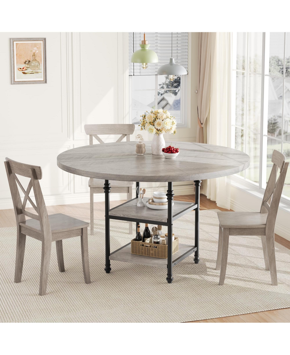 Gaomon 47-Inch Round Dining Table for 4 with 1.2-Inch Thick Board